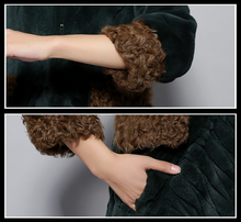 Load image into Gallery viewer, Women&#39;s Natural Rex Rabbit Fur Coats with Real Fox Fur Collar and Lamb Cuff Coat Female
