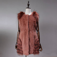 Load image into Gallery viewer, UE 20 FS17209 Real Rabbit fur vest with the raccoon fur shoulder pocket decoration