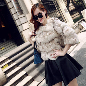 Natural Fox Fur Jacket for Women Winter Coat 14192