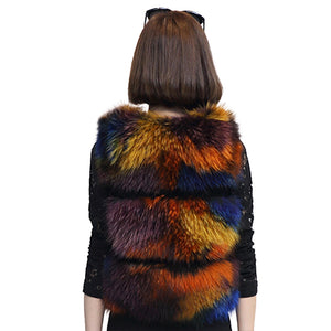 Real Raccoon fur Vest for Women Colorful 16282