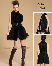 Load image into Gallery viewer, Women Natural Rabbit Fur Vest Knitted Wool Blends with Raccoon Fur Trim Waistcoat