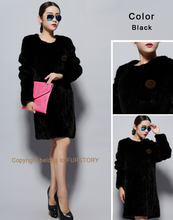 Load image into Gallery viewer, Knitted Mink Fur Coat Female Elastic Free Size Natural Fur Women&#39;s Winter Coats