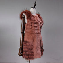 Load image into Gallery viewer, UE 20 FS17209 Real Rabbit fur vest with the raccoon fur shoulder pocket decoration