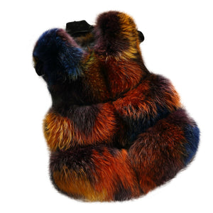 Real Raccoon fur Vest for Women Colorful 16282