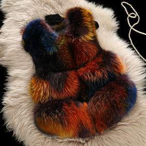 Real Raccoon fur Vest for Women Colorful 16282