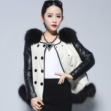 Load image into Gallery viewer, Women&#39;s Genuine Leather Coat Down Jacket with Real Fox Fur Collar Leather Coats Female