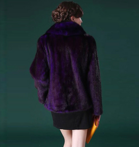 Natural Mink Fur Coat Big Fur Collar Full Pelt Whole Leather Fur Overcoat