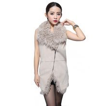 Load image into Gallery viewer, Genuine Pig Leather Suede Women&#39;s Vest  with Real Lamb Fur Collar