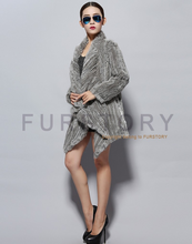 Load image into Gallery viewer, Natural Rabbit Fur Coat Jacket Biggest Size Jacket Winter Long Overcoat