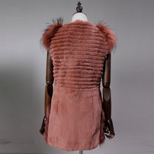 Load image into Gallery viewer, UE 20 FS17209 Real Rabbit fur vest with the raccoon fur shoulder pocket decoration