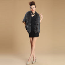 Load image into Gallery viewer, UE FS13701 Cashmere shawl poncho for women winter real fox fur collar