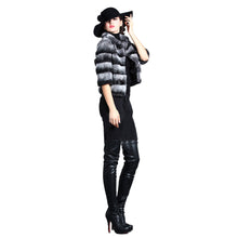 Load image into Gallery viewer, Women&#39;s Genuine Rabbit Fur Coat Women Half Sleeve Winter jacket 15193