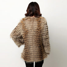 Load image into Gallery viewer, Real Raccoon fur stripes Coat jacket for women with Pom Pom Decoration 161124