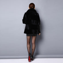 Load image into Gallery viewer, Real Rabbit fur coat jacket for women winter Fox fur collar 151242