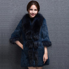 Load image into Gallery viewer, Real Rabbit fur Coat with Raccoon fur Collar and cuff 15152