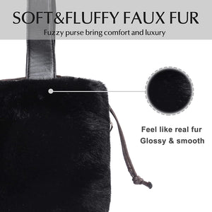 Crossbody Bags for Women Faux Fur Drawstring Bucket Shoulder Bag Purses and Handbags for Ladies Girls