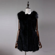 Load image into Gallery viewer, UE 20 FS17209 Real Rabbit fur vest with the raccoon fur shoulder pocket decoration