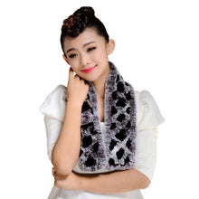 Load image into Gallery viewer, Real REX Rabbit Fur Scarf Wrap Cape Shawl Neck Warmer Women Scarf Flower Decoration FS14509