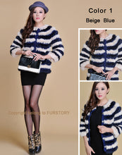 Load image into Gallery viewer, Real Knitted Rabbit Fur Coat Jacket Vest High Quality Fur Sweater Short Version Hot Sale Fur Story FS13004