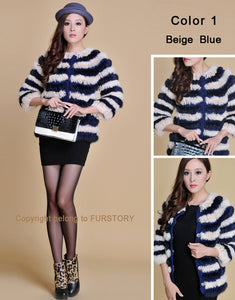 Real Knitted Rabbit Fur Coat Jacket Vest High Quality Fur Sweater Short Version Hot Sale Fur Story FS13004