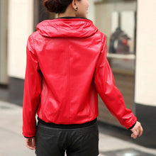Load image into Gallery viewer, Genuine Sheep leather jacket coat with hoodie decoration for women winter 14107