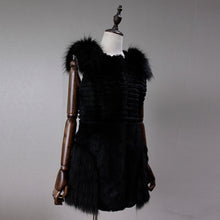 Load image into Gallery viewer, UE 20 FS17209 Real Rabbit fur vest with the raccoon fur shoulder pocket decoration