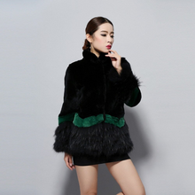 Load image into Gallery viewer, Natural Rex Rabbit Fur Coat Real Raccoon Fur Trim Sleeve Cuff Jacket  Thick Fur Overcoat