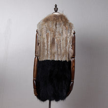 Load image into Gallery viewer, Women&#39;s Natural Fur Vest Rabbit Fur Knitted with Raccoon Collar 162100