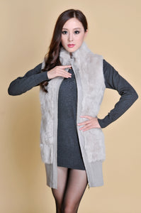 Natural Rabbit Fur Sweater Vest for Women Winter