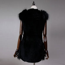 Load image into Gallery viewer, UE 20 FS17209 Real Rabbit fur vest with the raccoon fur shoulder pocket decoration