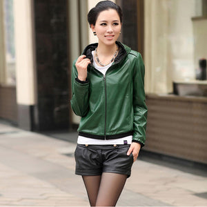 Genuine Sheep leather jacket coat with hoodie decoration for women winter 14107