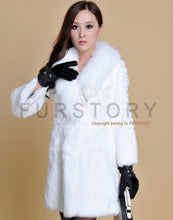 Load image into Gallery viewer, Women&#39;s Long Real Rabbit Fur Coat with Fox Fur Collor Fur Story FS13070