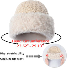 Load image into Gallery viewer, Winter Hats Knit Cap Faux Fur Hat Fluffy Bucket Hat Snow Cap for Women 21623