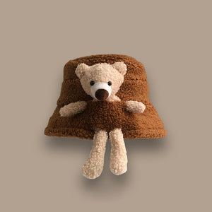 Women's Fashion plush bear doll Cap Ladies Winter Warm Fisherman Hat 22610