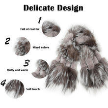 Load image into Gallery viewer, Women&#39;s Rex Rabbit Fur Scarf Ladies Winter Warm Knitted Flowers Crochet Fashion Scarf Scarves for Women Men Fur Story FS19502