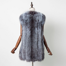 Load image into Gallery viewer, Natural Fox Fur Vest for Women Winter Thick Vertical Stripe Natural Fox Fur Waistcoat