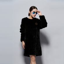 Load image into Gallery viewer, Knitted Mink Fur Coat Female Elastic Free Size Natural Fur Women&#39;s Winter Coats