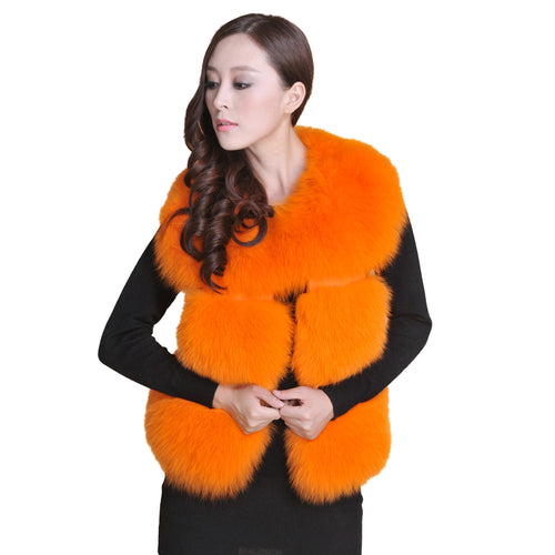 Natural Fox Fur Vest Waistcoat Jacket Coat Womens' Dress