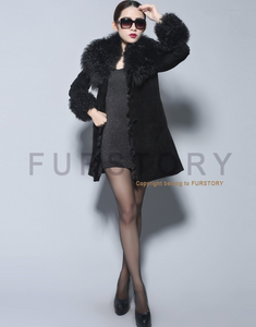 Lamb Fur Collar Coat Top Grade Genuine Sheep Leather Full Sleeve Jacket