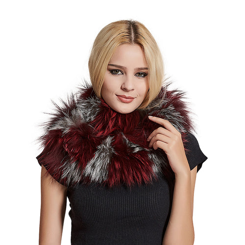 Fur Story FS17502 Women's Infinity Scarf for Winter Fox Fur Scarf Neck Warmer Fur Wrap Shawl