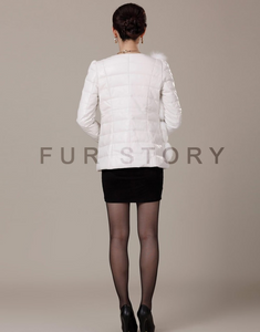 Genuine Leather Coat Down Jacket Real Fox Fur Jacket Winter Overcoat 14130