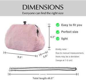 Crossbody Bags for Women Faux Fur Diamond Button Shoulder Bag Evening Clutch Purses for Women Girls Fur Story