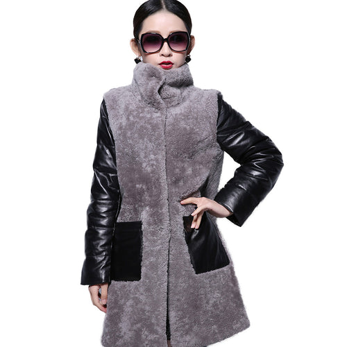 Natural Lamb Fur Coat Genuine Sheep Leather Full Sleeve Jacket