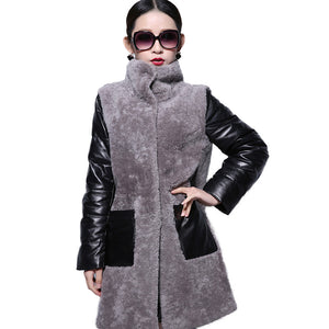 Natural Lamb Fur Coat Genuine Sheep Leather Full Sleeve Jacket