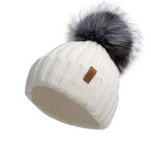 Load image into Gallery viewer, Knitted Beanie Hat with Fur Pom