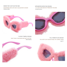 Load image into Gallery viewer, Plush Cat Eye Sunglasses Vintage Soft Fur  Masquerade Cosplay Party Glasses 22812
