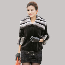 Load image into Gallery viewer, Real Rex rabbit fur Chichilla color jacket coat for women winter 151140