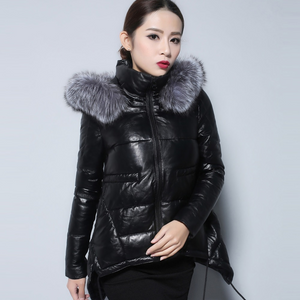 Women's Genuine Sheep Leather Down Jacket Warm  Coat Female