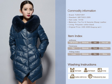 Load image into Gallery viewer, Women&#39;s Genuine Leather Coat with Fox Fur Hood Trim Winter Invisible Zipper Design Leather Down Coat 14156