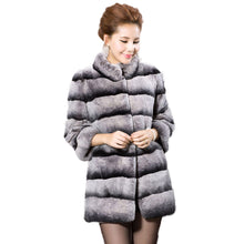 Load image into Gallery viewer, Women&#39;s Genuine Rabbit Fur Coat Women Half Sleeve Chinchilla Color Femal Overcoat